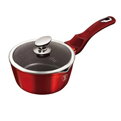 Image of 16cm Colorful Non Stick Saucepan Cookware Induction Hob Cooking Pots Pan Home Kitchen Appliance (Red with Lid)