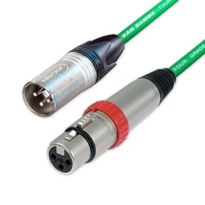 Image of Switched Neutrik XLR to Cables. Van Damme Balanced Cable. NC3FXS Mic Leads (40m, Green)