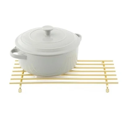 Image of simplywire Trivet Heat Resistant Kitchen Worktop Protector Large Light Gold