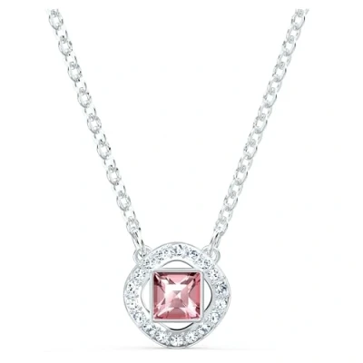 Image of Swarovski Angelic Square Necklace, Pink, Rhodium plated, from Collection