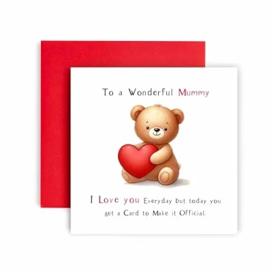 Image of Huxters Cute Birthday Card for Mummy Mother&#039;s Day Bear Heart I Love you Everyday to Prove it Her Women 14.8cm (Mummy)