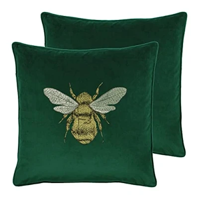 Image of Paoletti Hortus Twin Pack Polyester Filled Cushions, Emerald, 50 x 50cm