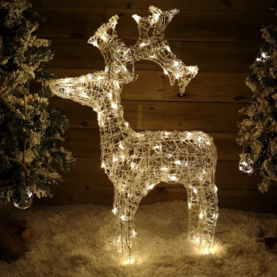 Image of 89cm Light up Soft Acrylic Christmas Standing Reindeer with Warm White LEDs