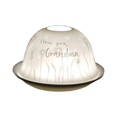 Image of Cello Porcelain Tealight Holder Dome, I Love You Grandma Candle Holder, Projecting a Loving Message. Use with Tealights For Grandma, Gifts.