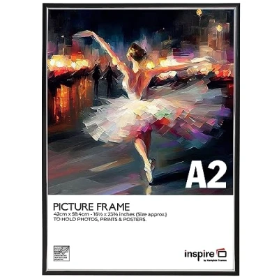 Image of Inspire By Hampton EASYLOADER A2 (42x59cm) Black Picture Poster Frame Plexi (Non Glass) 1 Pack IBH EASA2BKP PK1