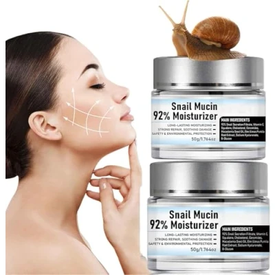 Image of 2 Pcs Snail Mucin 92% Moisturizer, Daily Face Gel Cream, Cream Repair Hydrating Repair, Reduce Fine Lines Wrinkles, for Dry and Sensitive Skin