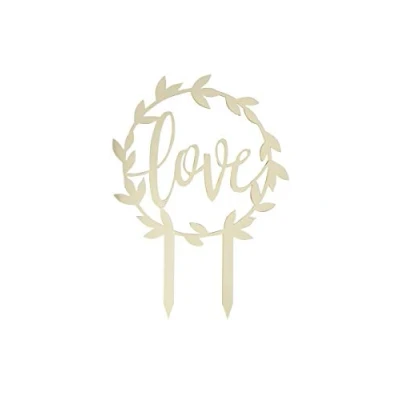 Image of Ginger Ray Gold Scripted Acrylic Love Wedding Cake Topper Decoration Single Pack