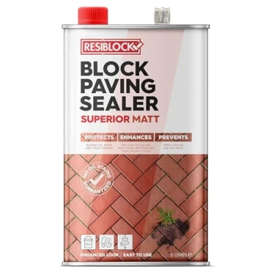 Image of Resiblock Superior Block Paving Sealer Easy to Apply Resistance De icing Salts Matt Finish 5 Litre