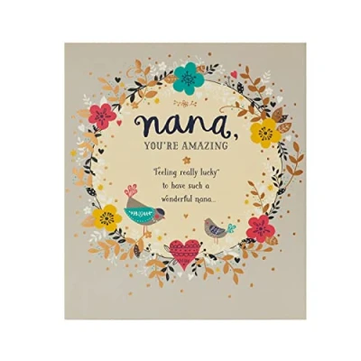 Image of UK Greetings Birthday Card for Nana Sweet Design, yellowblackoakgreen, 159x184mm