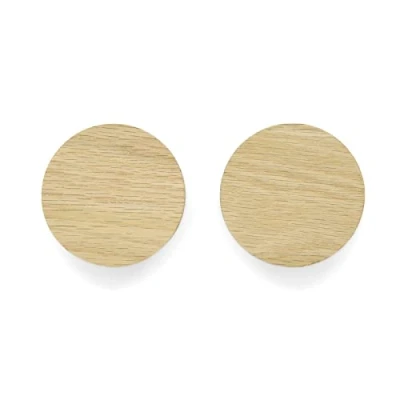Image of Scandinavian Untreated Oak Round Furniture Knobs for Dresser Cabinet Drawer Door Gift Idea (2.7cm Diameter)