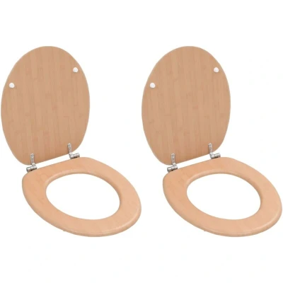 Image of vidaXL WC Toilet Seats 2 pcs with Lids MDF Bamboo Design