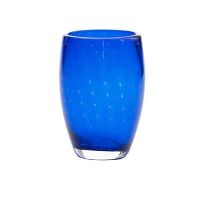 Image of Zafferano Bolicante Traditional Handmade Glass with Bubble Effect Set of 6 (Blue)