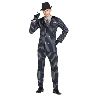 Image of Boland 84448 Gangster/Mafia Adult The Boss Costume, Striped, Multicoloured, XL
