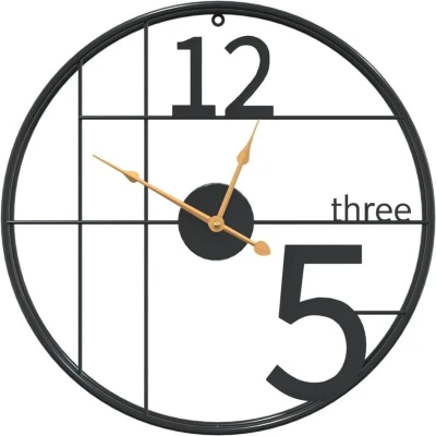 Image of vidaXL Wall Clock Black Ø50 cm Iron