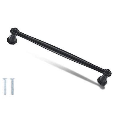 Image of Decoranddecor Antique Brass Copper Silver Matt Black Pewter Door Pull Handle Kitchen Cupboard Cabinet Drawer (224mm Hole Center, Black)