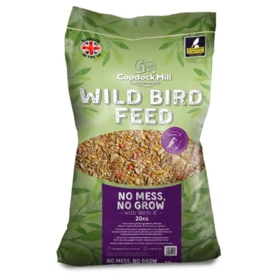 Image of Copdock Mill No Grow, Mess Wild Bird Seed with Verm X 20kg Grow Added Natural Supplements for Healthy Birds Includes Peanuts, Sunflowers, Wheat, Maize and