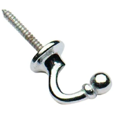 Image of Merriway® BH01634 (2 Pcs) Ball End Curtain Drapery Hold Back Tie Hooks, 30mm (1.3/16 inch) Chrome Plated Pack of 2 Pieces
