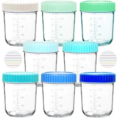 Image of Youngever 8 Pack 180ML Glass Baby Food Storage, Containers with Airtight Lids, Coastal Colors