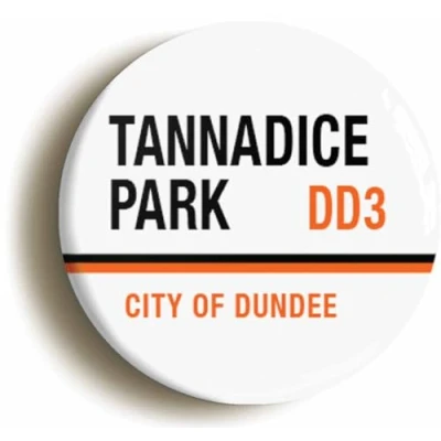 Image of Tannadice Park DD3 Dundee Road Sign Fridge Magnet (Circular 2inch / 50mm Diameter)
