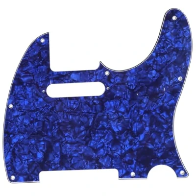 Image of Musiclily 8 Hole Tele Pickguard Scratch Plate for Fender USA/Mexican Standard Telecaster Modern Style Electric Guitar, 4Ply Blue Pearl