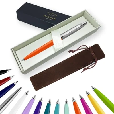 Image of Parker Jotter Ballpoint Pen Handwriting Pens &amp; Stationery Supplies Ideal for Christmas and Gifts Can be Engraved! (Without Engraving, Orange, Ribbon Gift Box)