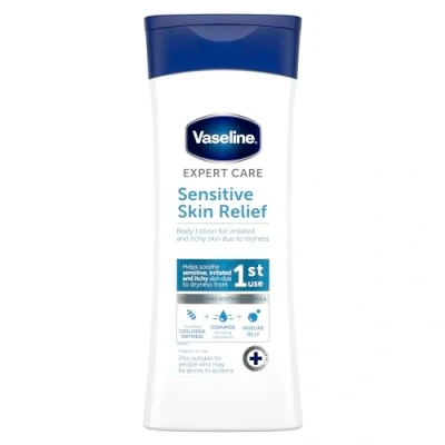 Image of Vaseline Expert Care Sensitive Skin Relief Dermatologically Tested Moisturiser Body Lotion For Irritated and Itchy Due to Dryness 400 ml