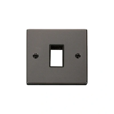 Image of Click Deco 1 Gang MiniGrid Single Aperture Unfurnished Plate Black Nickel Inserts