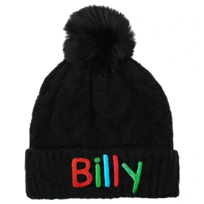 Image of TeddyT&#039;s Children&#039;s Black Fluffy Cable Pom Bobble Hat Multi Colour (7 13 Years)