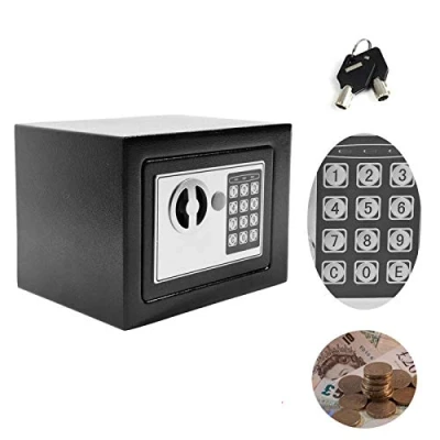 Image of Money Safe Box, Piggy Bank for Adults with Digital Keypad Code and Keys, Solid Steel Contruction Cash Saving Box High Security Home Office, Black 4.6 Litre Volume Small