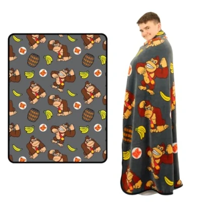 Image of Franco Collectibles Nintendo Donkey Kong Gaming Bedding Super Soft Micro Raschel Throw, 46 in x 60 in, (Officially Licensed Product)