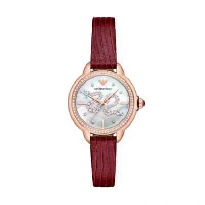 Image of Emporio Armani Women&#039;s Analog Quartz Watch with Leather Strap AR11646