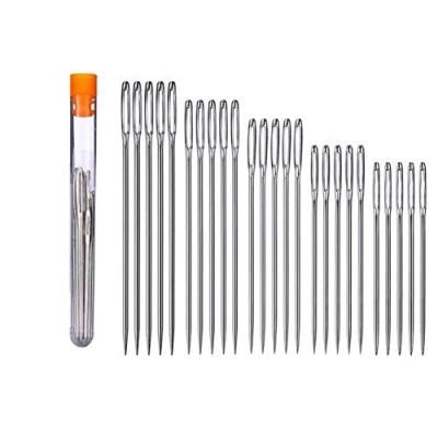 Image of Big Eye Sewing Needle,25 Pieces Hand Needle Large Stitching Kintting Needles Set in a Clear Tube Upholstery 1.65 1.8 2 2.2 2.36