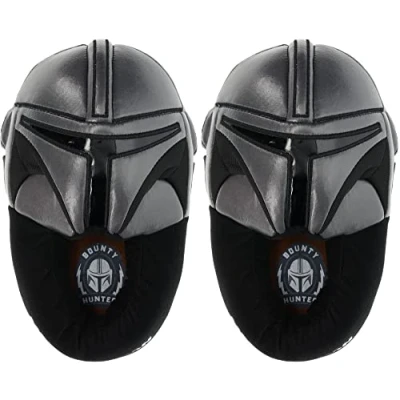 Image of Star Wars Boys Mandalorian Slipper, Full Body, Grey/Black, Size, 3/4