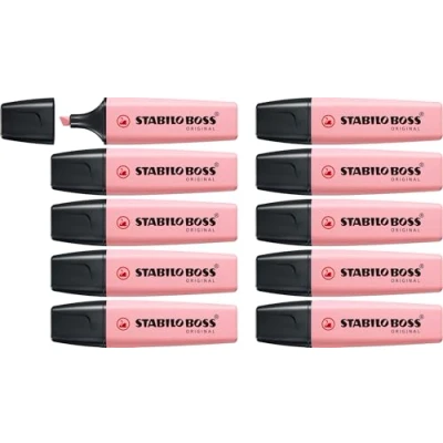 Image of Highlighter STABILO BOSS ORIGINAL Pastel Pack of 10 Pink Blush