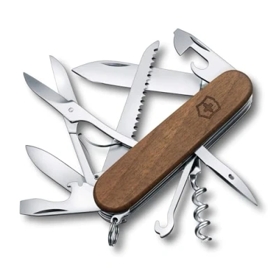 Image of Victorinox Huntsman Wood Swiss Army Knife, Medium, Camping Pocket Knives, Multi Tool, 13 Functions, Large Blade, Saw,