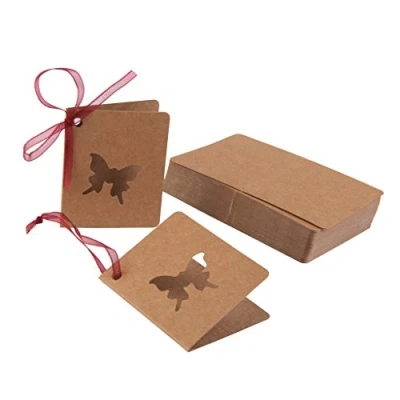 Image of Hollow Out Paper Party Favor Gift Tags Mini Greeting Cards Pack of 50Pcs (Butterfly)
