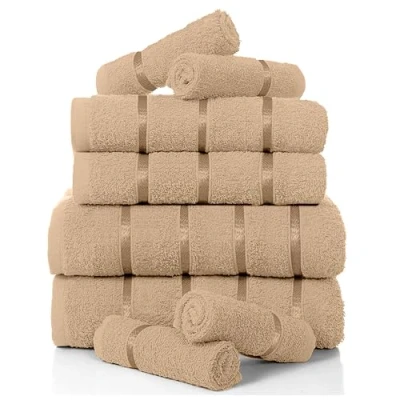 Image of GC GAVENO CAVAILIA Luxury 8 Pack Boston Bale Set, Extra Soft 100% Egyptian Cotton, Highly Absorbent Towel 450 GSM, NATURAL, MAIL BAG