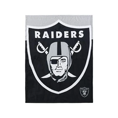 Image of FOCO NFL American Football Las Vegas Raiders Fan Supreme Slumber Plush Throw Blanket