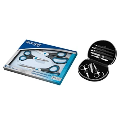 Image of Westcott &quot;Combipack Easy Grip&quot; Scissor Kit with Manicure Case, 90027 10038