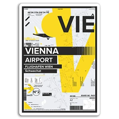 Image of 2 x 10cm Vienna Airport Vinyl Stickers Austria Travel Sticker Luggage #17432 (10cm Tall)