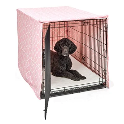 Image of New World Dog Crate Cover Featuring Teflon Fabric Protector, Fits All &amp; MidWest Homes for Pets 121.92 cm Long (48 Inch) Crates, Pink Designer Pattern, BCVR 48PKT