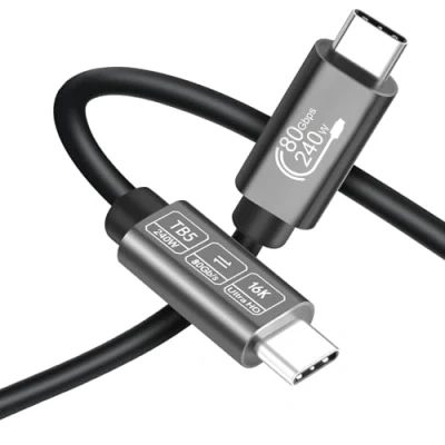 Image of 80Gbps USB C for Thunderbolt 5/4/3 Cable 1.8M, USB4 with 240W Lightning Fast Charging, Support 16K/8K Display, Compatible 5/4/3, 4.0, 3.2/3.1