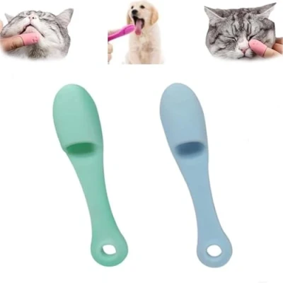 Image of Cat Chin Brush,Silicone Scrubber for Cats Cleaner,Finger Brush Silicone Pet Toothbrush, Finger Toothbrush Dental Care,Finger Brushes Suitable Puppies and (B 2pcs)
