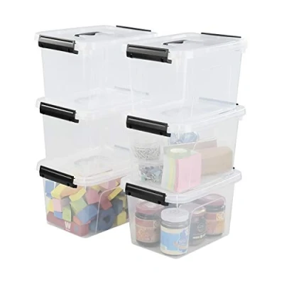 Image of Zerdyne Set of 6 Clear Plastic Storage Box, 5 L Latch Box