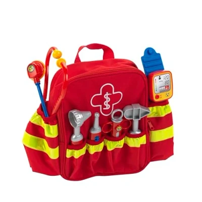 Image of Theo Klein 4314 Emergency Rescue Backpack I with Stethoscope, Syringe and Much More Electronic Blood Pressure Monitor Sound Toy for Children Aged 3 Years Up