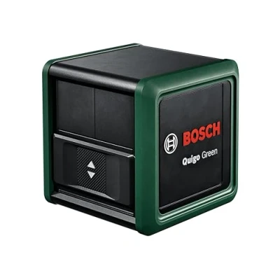 Image of Bosch cross line laser Quigo Green with universal clamp MM 2 (green for better visibility, housing made of recycled plastic)