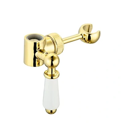 Image of ENKI B09 Hand Shower Bracket Round Slider Riser Column Rail 18mm Polished Gold