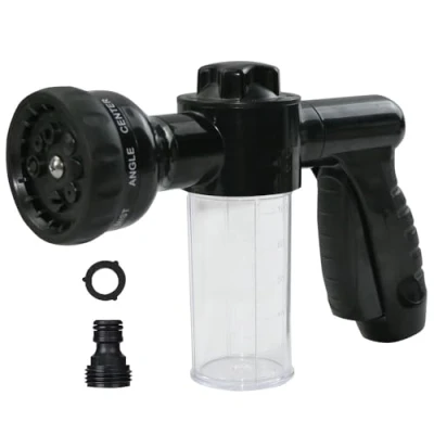 Image of Armo® Multifunctional Garden Hose Sprayer Spray Gun with 8 Adjustable Mode Built in Soap Dispenser for Car Washing, Gardening, Lawn, Plants, Pets (Black)