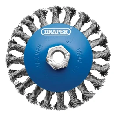 Image of Draper Steel Bevelled Twist Knot Wire Wheel Brush, 115mm, M14