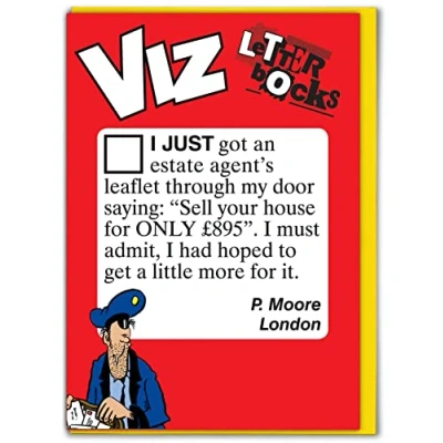 Image of Brainbox Candy Official Viz Letterbocks Birthday Card Hilariously Funny &#039;Estate Agents&#039; Cheeky Alternative Humour For Him Her Men Women Friend Mates Sold